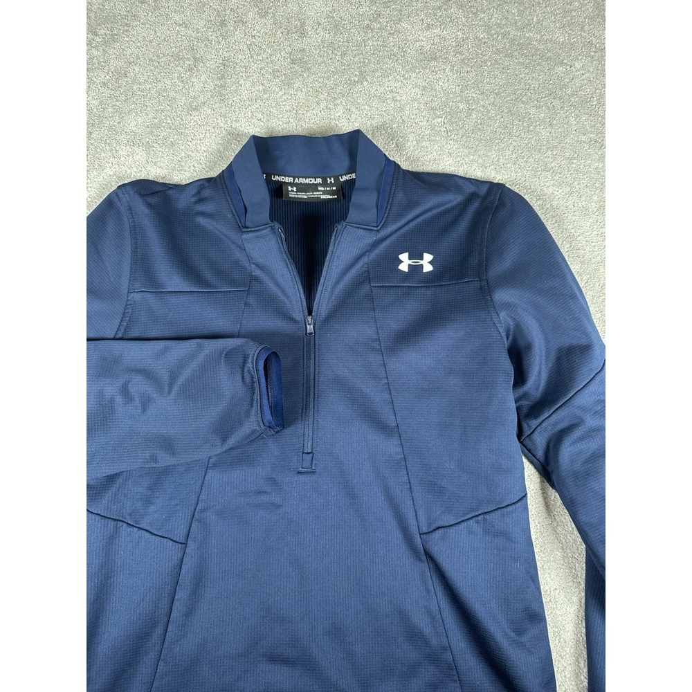 Under Armour Mens M‎ Coldgear 1/2 Zip Fleece Athletic Sweatshirt Navy Blue